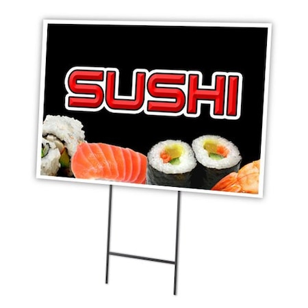 Signmission Sushi Yard Sign & Stake outdoor plastic coroplast window, C-1824-DS-Sushi C-1824-DS-Sushi